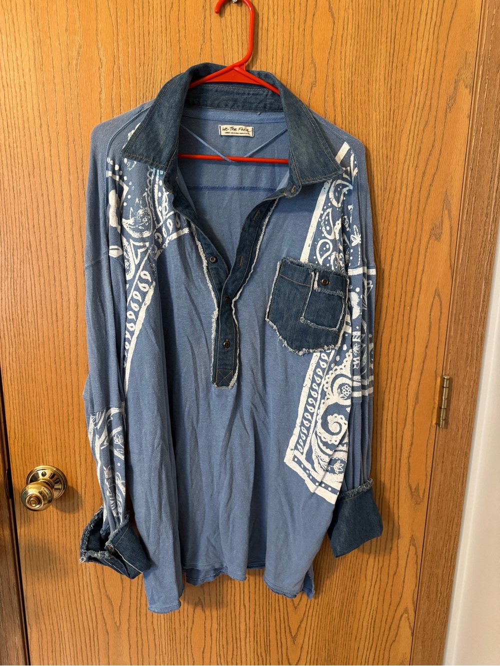 Free People We The Free bandana patchwork button-down